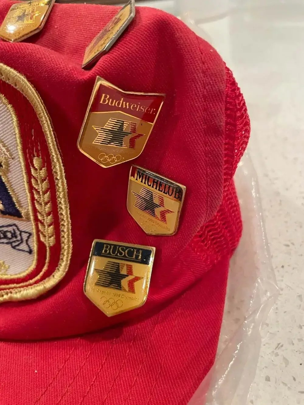 Vintage Anheuser-Busch LA Beer Patch Trucker Hat with Collectible Pins
